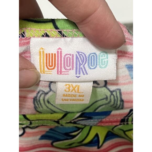 LuLaRoe Disney Kermit The Frog Bright Color Block 3x Irma Tunic Top Soft Strech - Picture 7 of 8